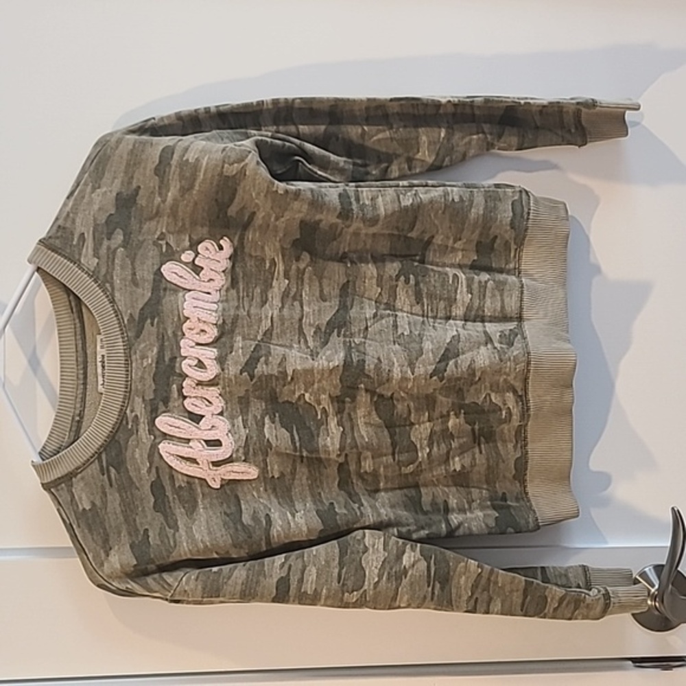abercrombie kids Camo Sweatshirt with Pink Logo